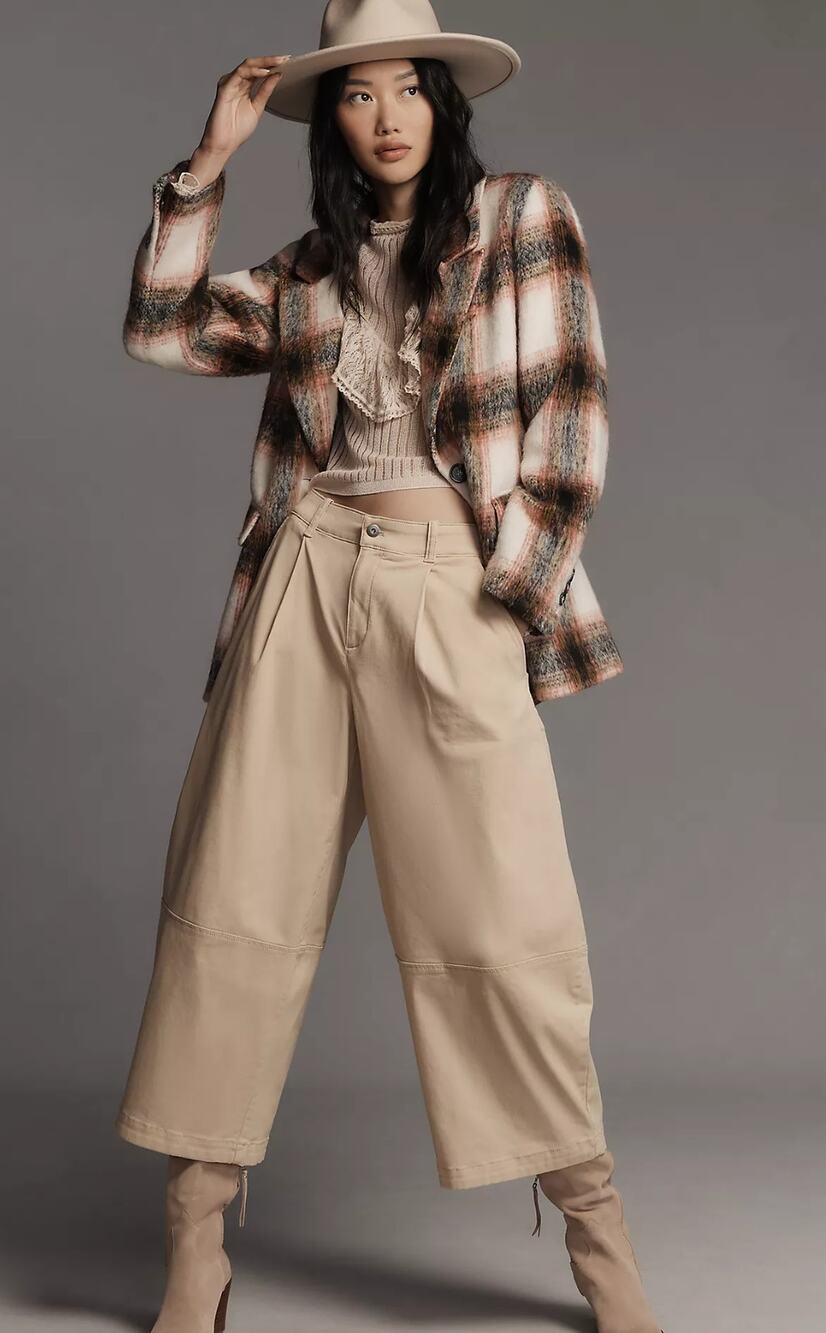 NWT Anthropologie Maeve Pleated Barrel-Leg Khaki Chino Pants - Size 0